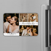 Magnet Flexible Élégant Script 4 Photo Collage Mariage Merci