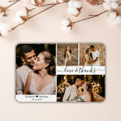 Magnet Flexible Élégant Script 4 Photo Collage Mariage Merci