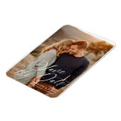 Magnet Flexible Élégant script blanc | Mariage Enregistrer La Date (Côté Gauche)