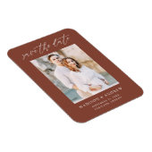 Magnet Flexible Élégant Script Brown Photo Enregistrer La Date (Côté Droit)