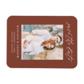 Magnet Flexible Élégant Script Brown Photo Enregistrer La Date (Horizontal)