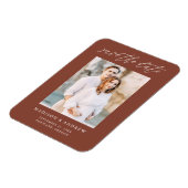 Magnet Flexible Élégant Script Brown Photo Enregistrer La Date (Côté Gauche)