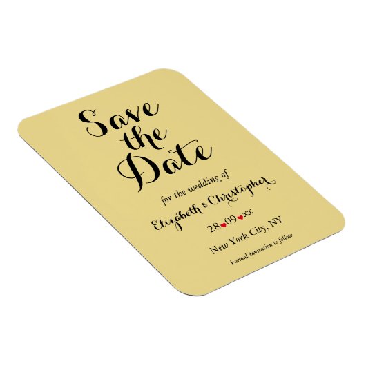 Magnet Flexible Élégant Script Gold Noir Mariage Enregistrer La Da (Côté Droit)