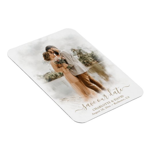 Magnet Flexible Élégant Script Mariage Photo Enregistrer notre dat (Côté Droit)