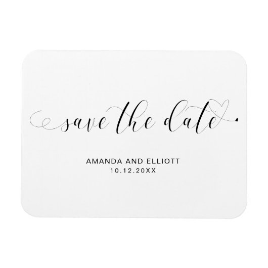 Magnet Flexible Élégant Script mignon Mariage de coeur Enregistrer (Horizontal)