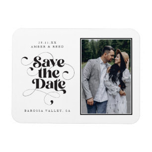Magnet Flexible Élégant Script moderne Black White Art Design Phot