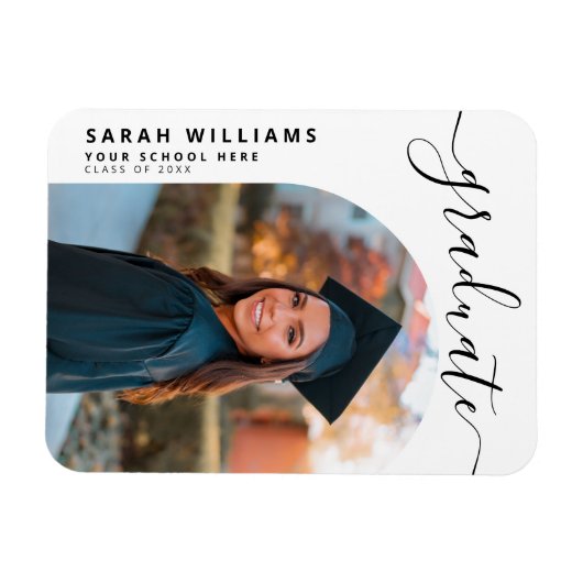 Magnet Flexible Élégant Script Moderne Faire-part de graduation (Horizontal)