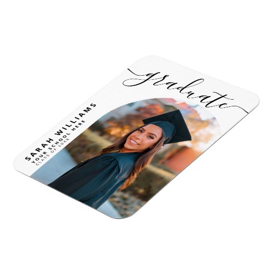 Magnet Flexible Élégant Script Moderne Faire-part de graduation (Côté Gauche)