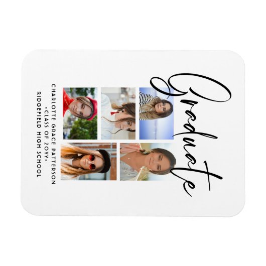 Magnet Flexible Élégant Script Multi Photo Graduate (Horizontal)