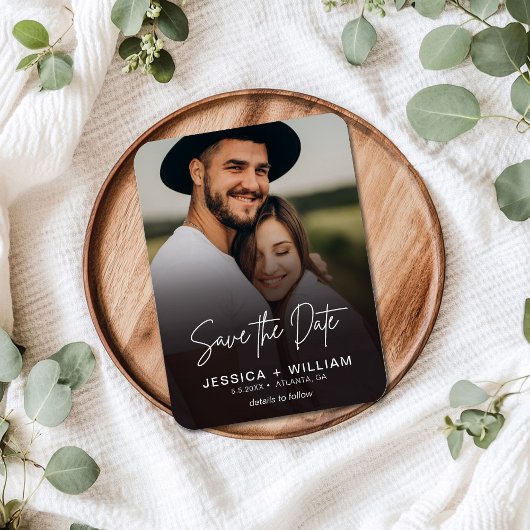 Magnet Flexible Élégant Script Photo Gradient Enregistrer la date