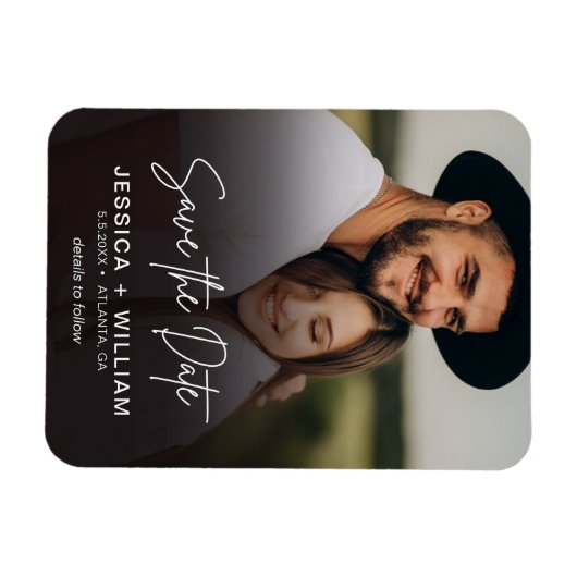 Magnet Flexible Élégant Script Photo Gradient Enregistrer la date (Horizontal)