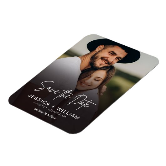 Magnet Flexible Élégant Script Photo Gradient Enregistrer la date (Côté Gauche)