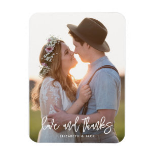 Magnet Flexible Élégant Script Photo Love et Merci Mariage