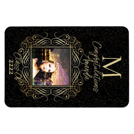 Magnet Flexible Elegant Scroll + Gold Dots Congratulation Class of (Horizontal)
