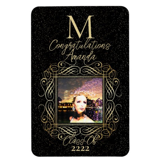 Magnet Flexible Elegant Scroll + Gold Dots Congratulation Class of (Vertical)