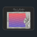 Magnet Flexible Elegant Silver Photo Frame Personalized Wedding<br><div class="desc">Elegant silver frame with a bow save the date announcement or wedding favor refrigerator magnet. Ready for your special photo. Fill in your information in the template. Make more changes to text and font size, style, and color. Add your photo by clicking on Change and upload your picture. Click on...</div>