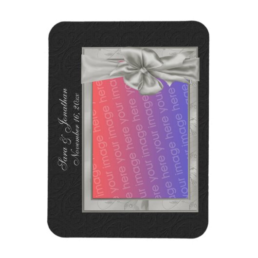 Magnet Flexible Elegant Silver Photo Frame Personalized Wedding (Vertical)