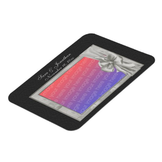 Magnet Flexible Elegant Silver Photo Frame Personalized Wedding  (Côté Gauche)