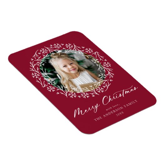Magnet Flexible Élégant Snowflake Wreath Cranberry Photo (Côté Droit)