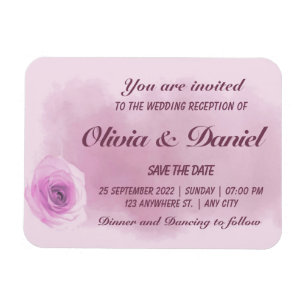 Magnet Flexible Elégant violet rose mariage floral