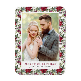 Magnet Flexible Elégante aquarelle Poinsettia Motif Photo