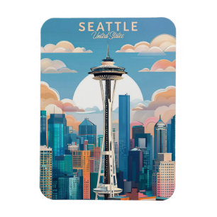 Magnet Flexible Elégante aquarelle Vintage Washington DC