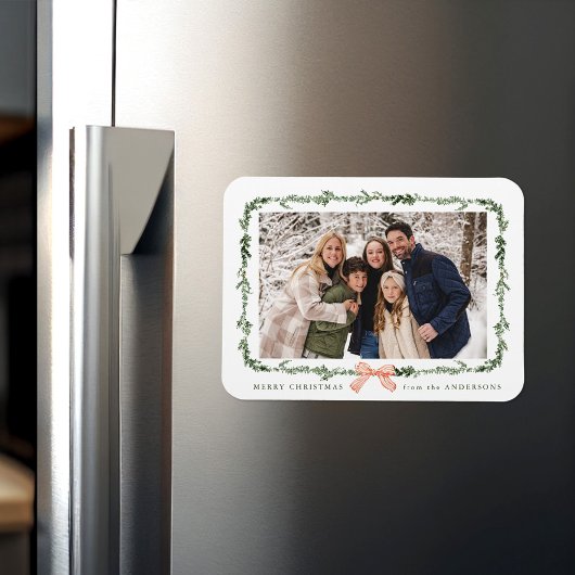 Magnet Flexible Elégante Bow Rouge Vert Garland Photo de vacances