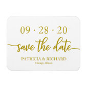 Magnet Flexible Élégante Calligraphie Or Mariage Enregistrer La Da (Horizontal)