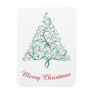 Magnet Flexible Élégante calligraphie rouge et verte Arbre de Noël
