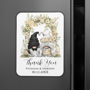 Magnet Flexible Elégante Fleurs de crème Gnome Carte de remercieme