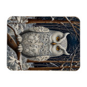 Magnet Flexible Élégante forêt d'hiver de chouette blanche boho (Horizontal)