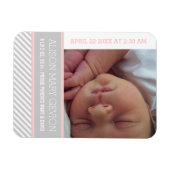 Magnet Flexible Élégante naissance d'une petite fille rose, gris r (Horizontal)
