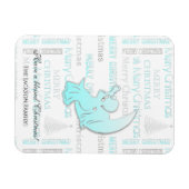 Magnet Flexible Élégante typographie de Noël Turquoise et Argent (Horizontal)