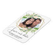 Magnet Flexible Elégante verdure photo mariage Enregistrer la date (Côté Gauche)