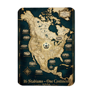 Magnet Flexible Élégantes villes hôtes USA Mexique Canada Beaux-Ar