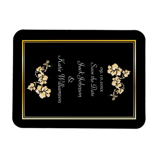 Magnet Flexible Elément de fleurs avec des bordures d'or (Horizontal)