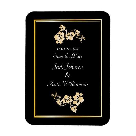 Magnet Flexible Elément de fleurs avec des bordures d'or (Vertical)