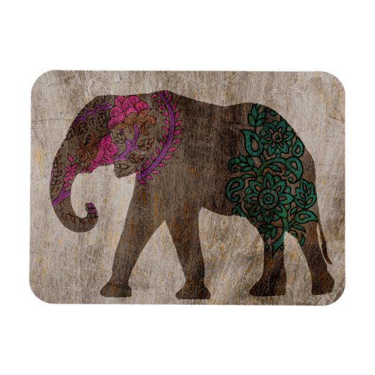 Magnet Flexible Eléphant asiatique tribal zen (Horizontal)