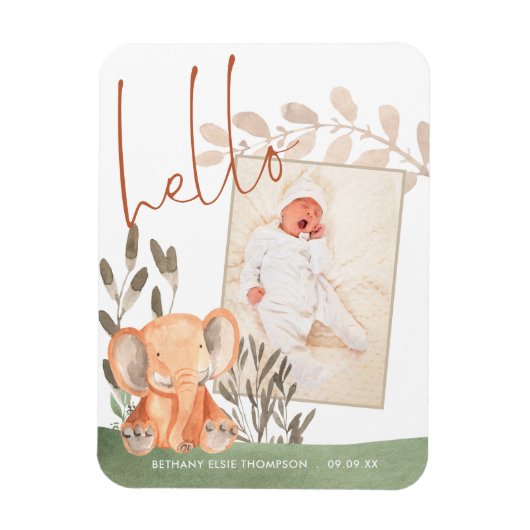 Magnet Flexible Elephant Baby Photo Keepsaké Faire-part de naissan (Vertical)