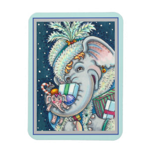 MAGNET FLEXIBLE ÉLÉPHANT DE NOËL, FIER DES CADEAUX ET BONNE CHÈRE
