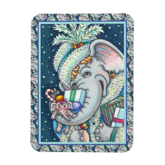 MAGNET FLEXIBLE ÉLÉPHANT DE NOËL, FIER DES CADEAUX ET BONNE CHÈRE (Vertical)