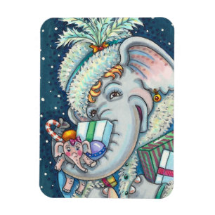 MAGNET FLEXIBLE ÉLÉPHANT DE NOËL, FIER DES CADEAUX ET BONNE CHÈRE