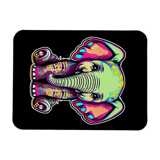 Magnet Flexible Eléphant mignon assis illustration numérique (Horizontal)