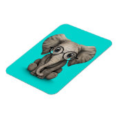 Magnet Flexible Eléphant mignon bébé avec lunettes de lecture bleu (Côté Gauche)