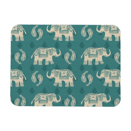 Magnet Flexible Elephant Teal Caravan Pattern (Horizontal)