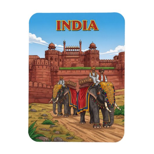 Magnet Flexible Eléphants porteurs de cavaliers (Vertical)