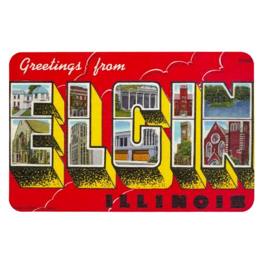 Magnet Flexible Elgin Illinois IL Grande Lettre carte postale Magn (Horizontal)
