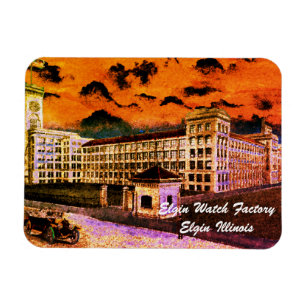 Magnet Flexible Elgin Watch Factory Aquarelle colorée 1920 Art