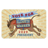 Magnet Flexible Elizabeth Warren Présidente 2020 Démocrate Donkey (Horizontal)