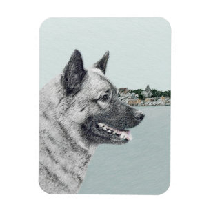 Magnet Flexible Elkhound norvégien à la peinture de village - Chie